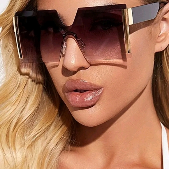 NEW Bold Geometric Rectangular Fashion Sunglasses With Case - Picture 10 of 16